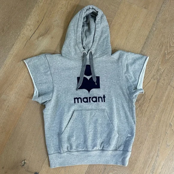 Isabel Marant Gray Cut Off Hoodie Small 36 Logo - Picture 4 of 8